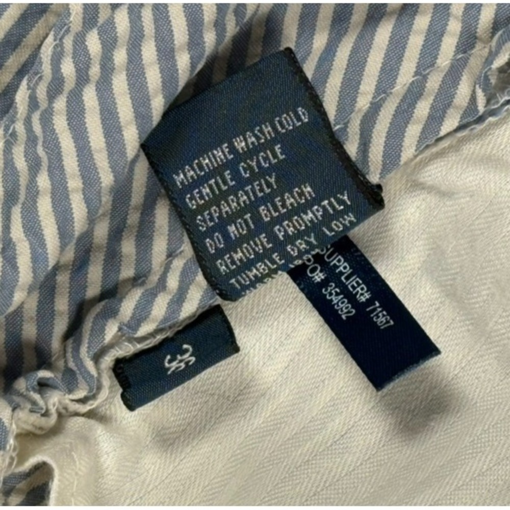 Polo Ralph Lauren Seersucker Chino Shorts Men 36 Blue White Stripe Suffield Fit - Picture 10 of 12